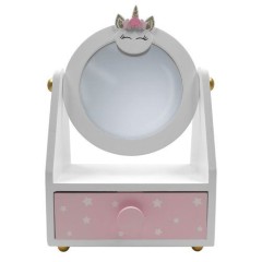 MDF UNICORN JEWELRY BOX W/MIRROR