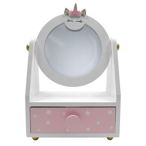 MDF UNICORN JEWELRY BOX W/MIRROR