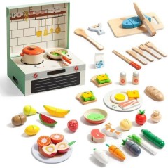 wooden food play accessory set