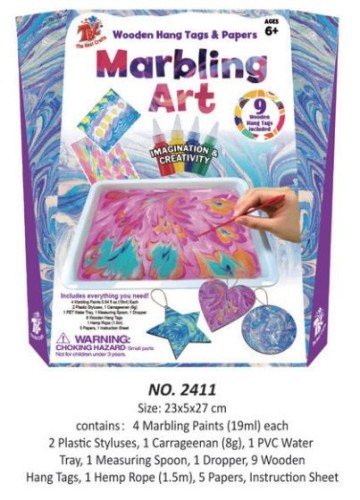 Marbling Art - Wooden Hang Tags & Paper