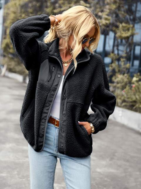 GAOVOT Sports Jacket For Women Winter Lapel Collar Long Sleeve Single Breasted All Match Versatile Casual Loose Top 2022 New