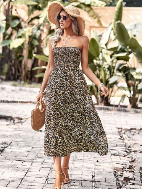 Bohemian Bustier Floral Dress