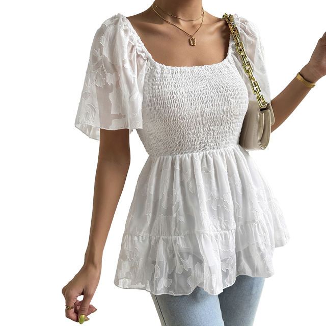 Floral Lace Peplum Babydoll Tunic Blouse Tops