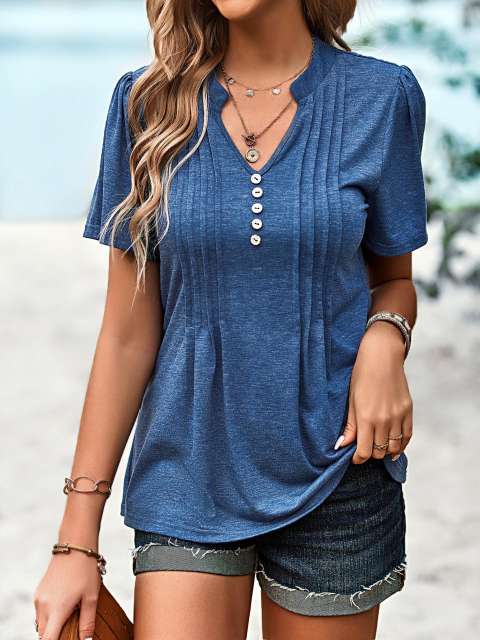 Solid Ruched Slim Waist T Shirt Top