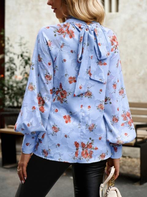 Elegant Printed Long-Sleeved Blouse