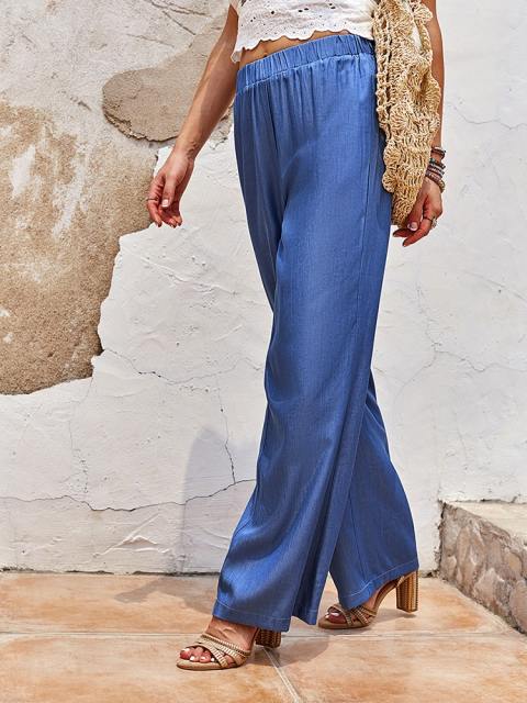 Casual High Waisted Wide Leg Pants Straight Leg Trousers