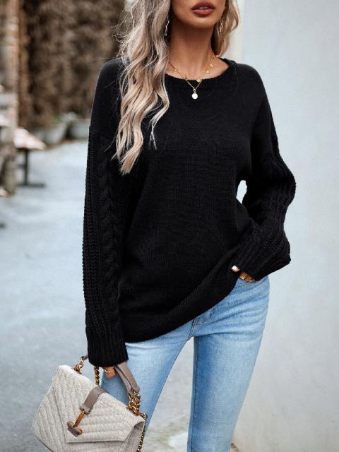 Round Neck Long Sleeve Knit Top