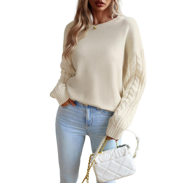 Round Neck Long Sleeve Knit Top