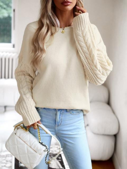 Round Neck Long Sleeve Knit Top