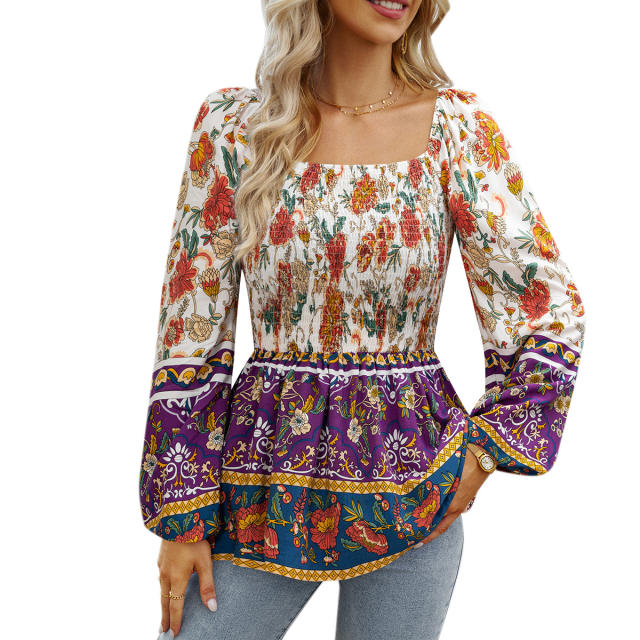 Loose Square Neck Long Sleeve Top