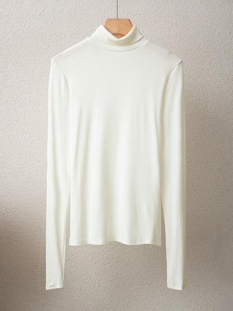 Solid Long Sleeve Mock Neck Tee Shirts