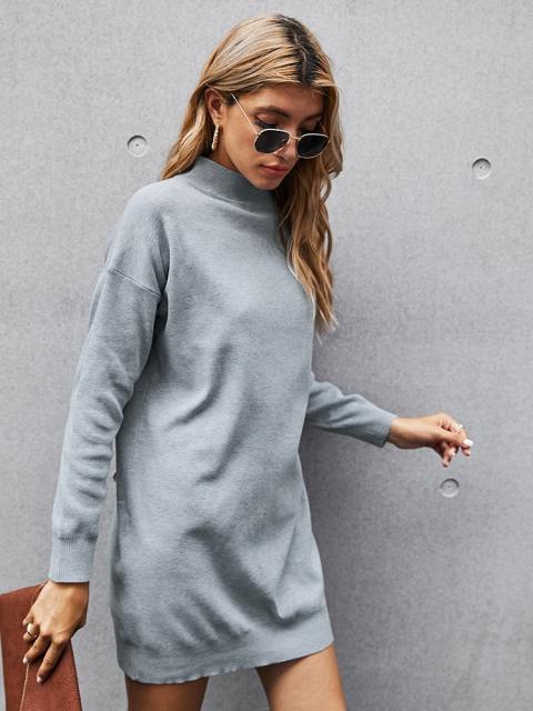 Turtleneck Knit Pullover Sweater Bodycon Mini Dress
