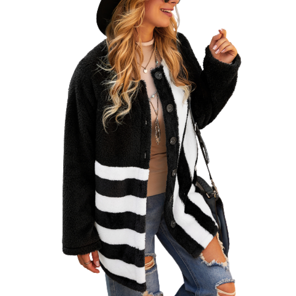 Autumn Striped Reversible Fleece Jacket