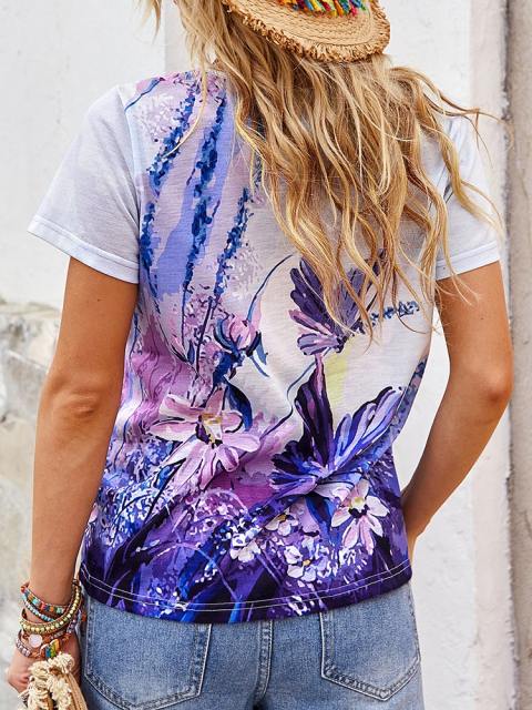 Tie Dye Pattern Print Short Sleeve Tee Tops