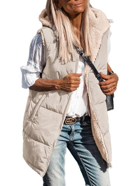 Long Teddy Parka with Hood Puffer Vest