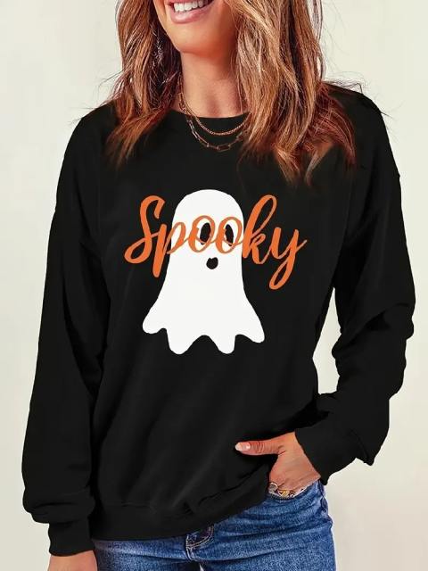 Halloween Spooky Ghost Print Sweatshirt