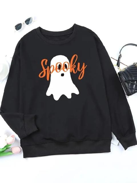 Halloween Spooky Ghost Print Sweatshirt