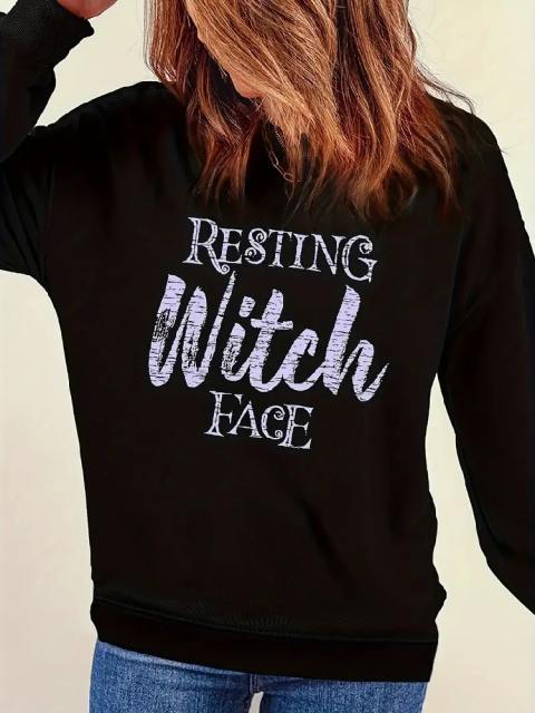 Witch Letter Print Casual Sweatshirt