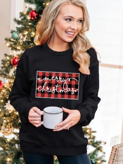 Casual Merry Christmas Print Sweatshirt