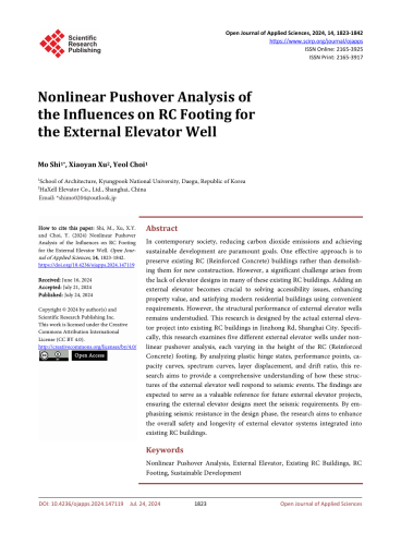 Nonlinear Pushover Analysis of the Influences on RC Footing for the External Elevator Well