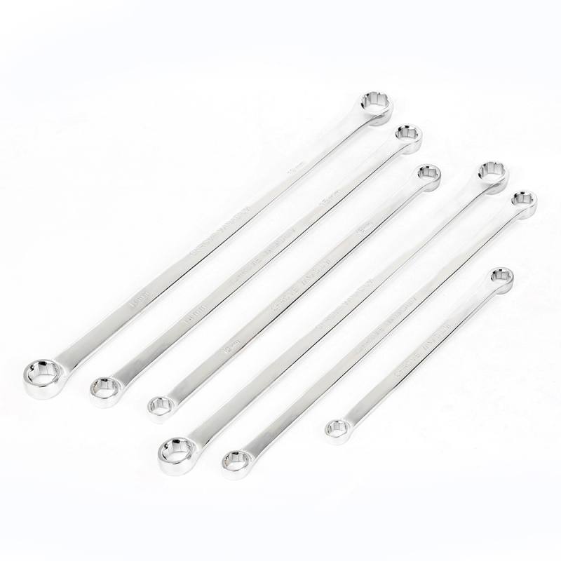 Double Ring Spanner Set with Extractor Heads | extra long |8x9mm-18x19mmm. | 6 pcs.