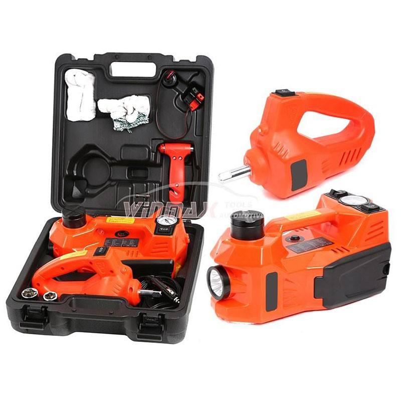 Multi-function Car Repair Set-Hydraulic Floor Jack/Tire Inflator Gauge/Work Light & Impact Wrench