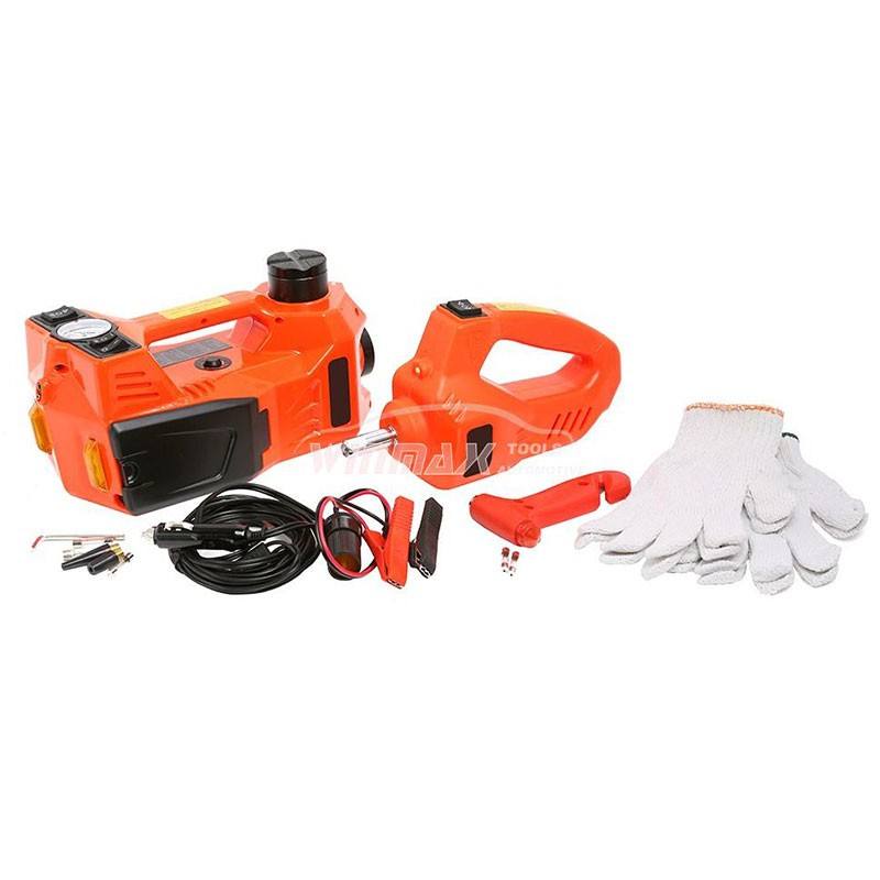 Multi-function Car Repair Set-Hydraulic Floor Jack/Tire Inflator Gauge/Work Light & Impact Wrench