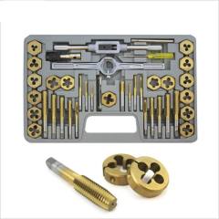 40 Pcs Titanium Tap &amp; Hexagon Die Set Sae