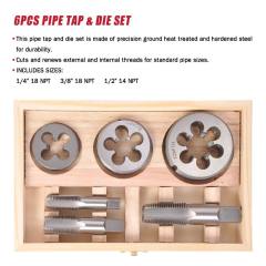 6 Pcs Pipe Tap & Die Set