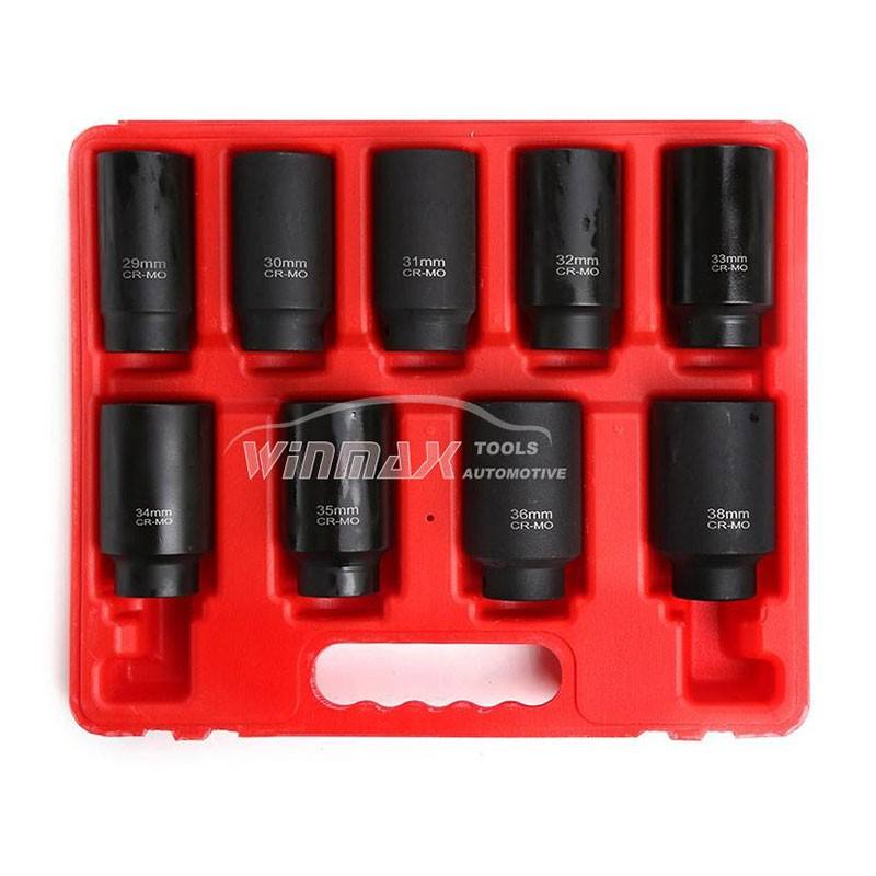 9PC 1/2"DR Deep Axle Nut Impact Socket Set