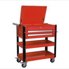 2-drawer Heavy-duty Mobile Tool &amp; Parts Trolley With Lockable Top