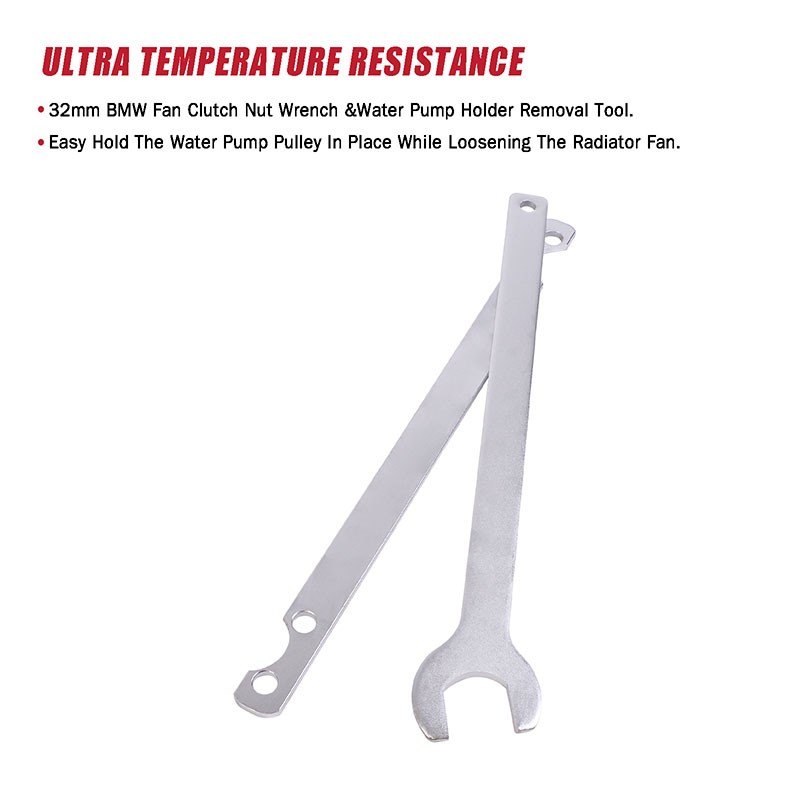 32mm Fan Clutch Nut Wrench Set - Water Pump Holder Tool For BMW & Other Vehicles With Viscous Fans