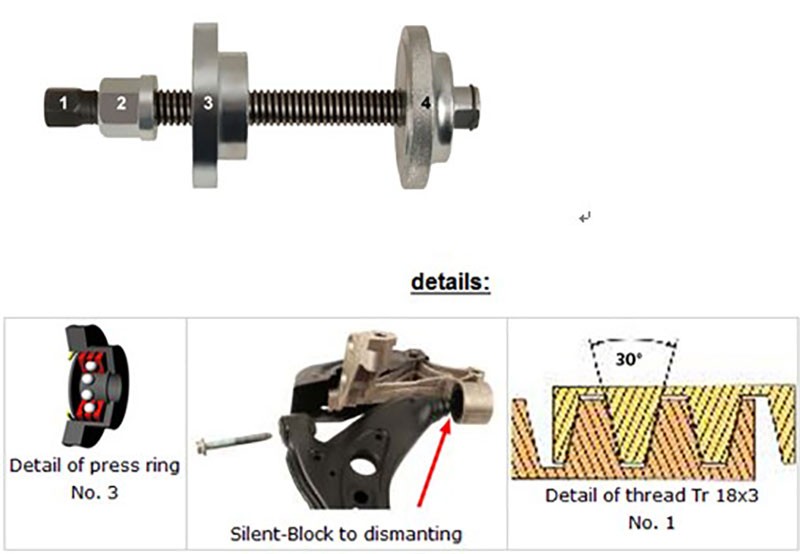 Silent Block Tool for Skoda Fabia, VW Polo
