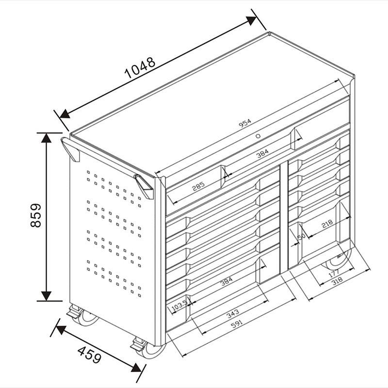 42 Inch 12-drawer Tool Cabinet with 11 XPE - 401PCS Tool Sets