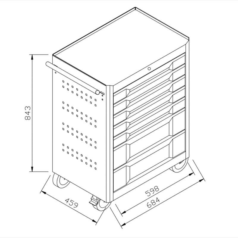 27 Inch 7-drawer Tool Cabinet with 7 XPE- 283PCS Tool Sets