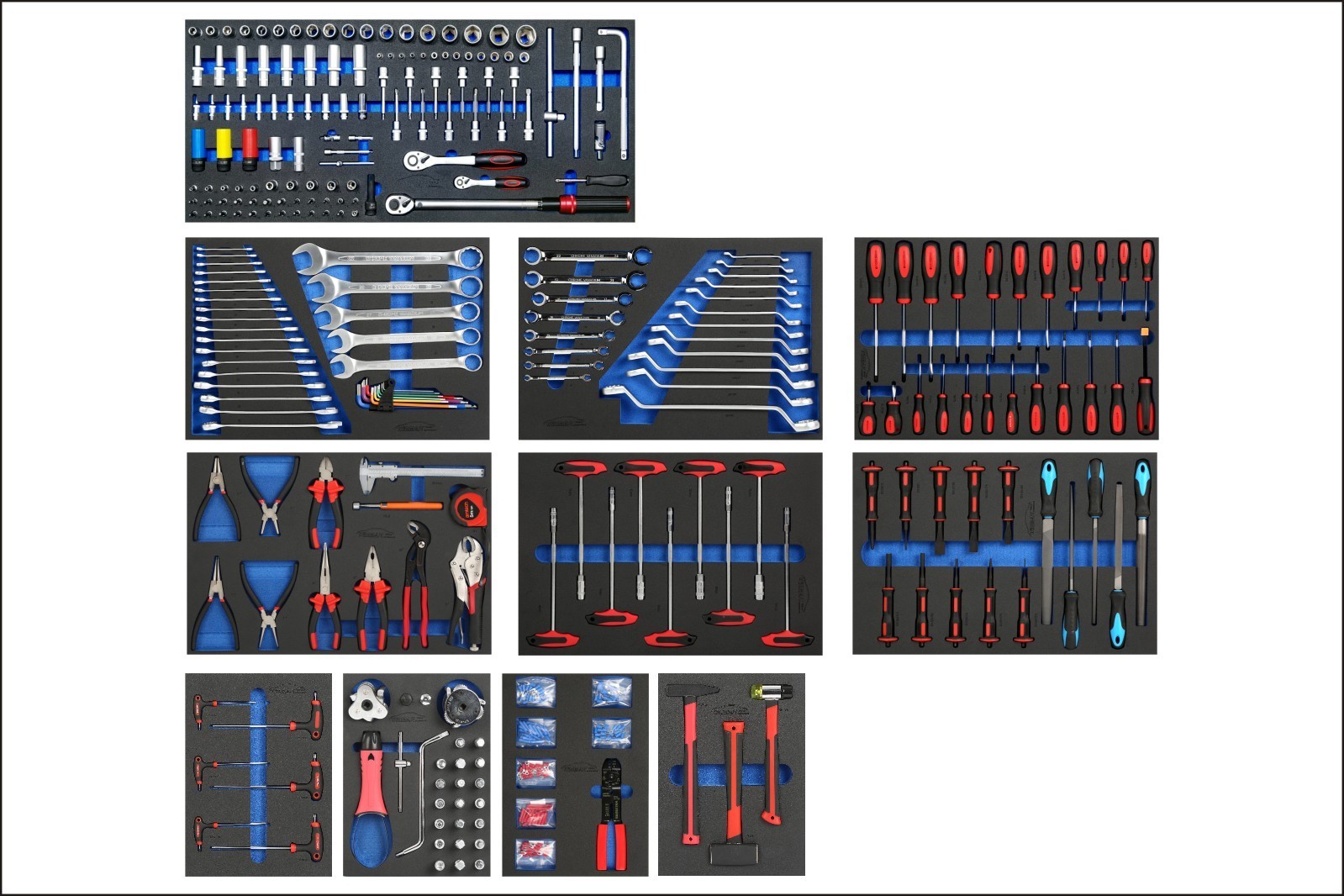 42 Inch 12-drawer Tool Cabinet with 11 XPE - 401PCS Tool Sets