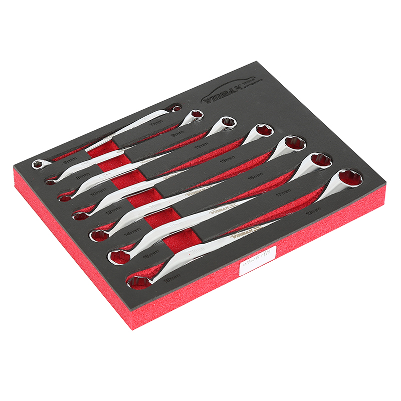 7pcs Double Ring Spanner Set with Extractor Heads-45°Offset