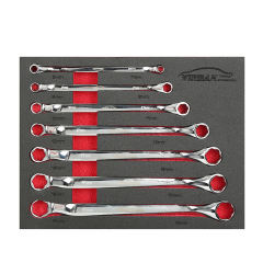 7pcs Double Ring Spanner Set with Extractor Heads-45°Offset