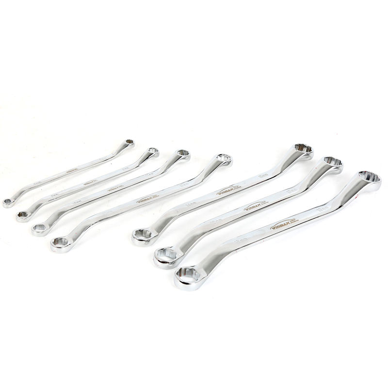 7pcs Double Ring Spanner Set with Extractor Heads-45°Offset