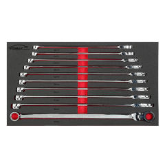 10Pcs Extra Long Double Ring Spanner Set with Flexible Ratcheting Heads