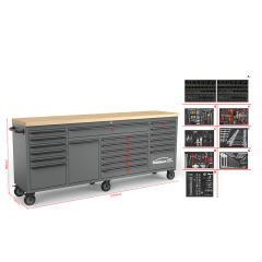 84” 20-Drawers Roller Cabinet Toolbox with 515PCS XPE Tray Tools Set
