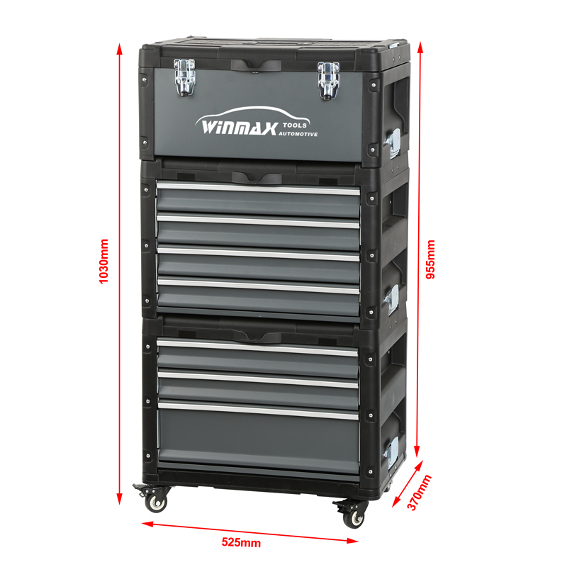 Combination tool storage box (handheld tool box + 4-drawer tool box + 3-drawer tool box + caster tray)&66PCS VDE Tools set