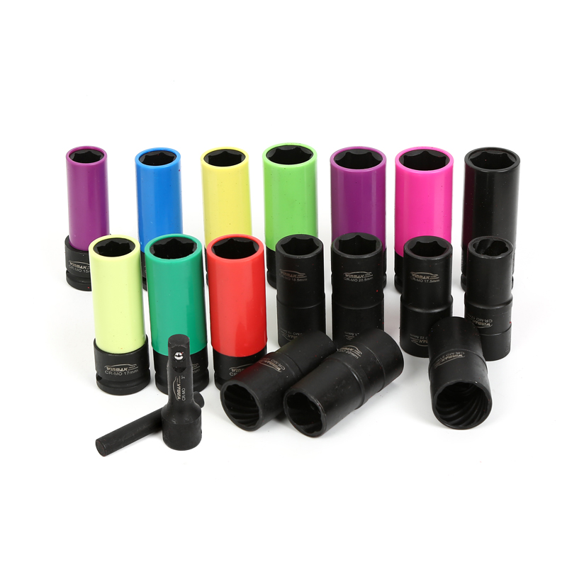 19PCS 1/2" Dr. Alloy Wheel Nut Socket and Nut Extractor Set
