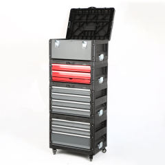 Combination tool storage box (handheld tool box + 4-drawer tool box + 3-drawer tool box + caster tray)&amp;66PCS VDE Tools set