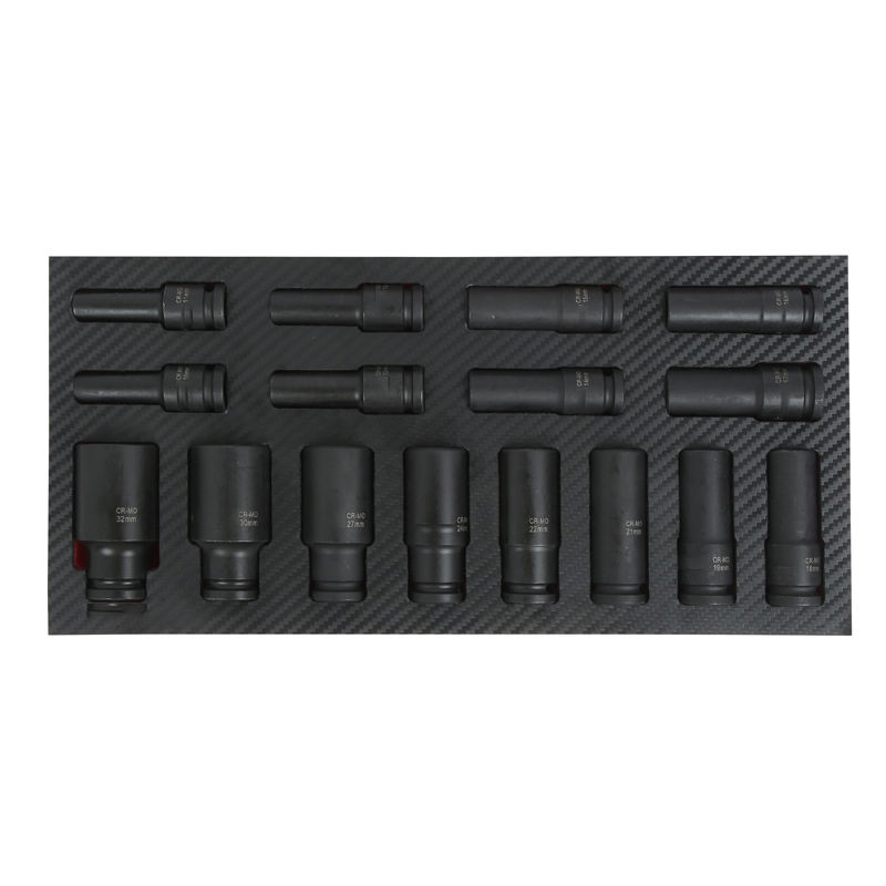 Deep Impact Socket Set with Tool Tray 1/2" Sq Drive 16pc