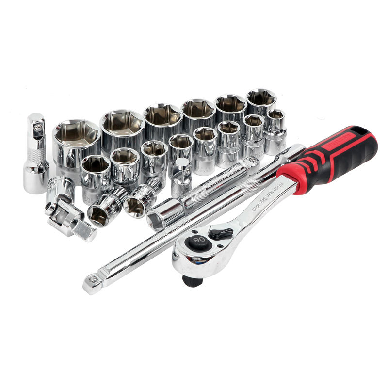Socket Set with Tool Tray 1/2" Sq Drive 22pc