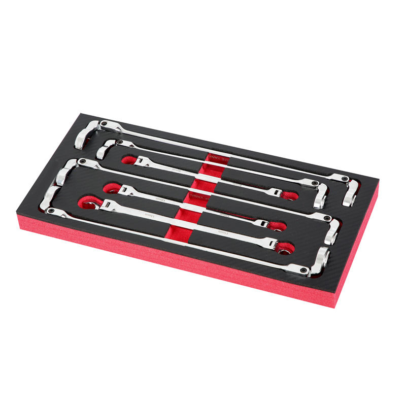 Extra Long Double Ended Flexible Flare Nut Wrench Set with Tool Tray 7pcs