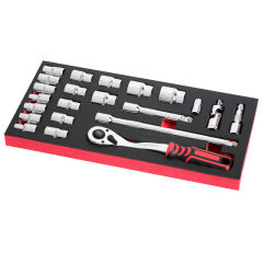 Socket Set with Tool Tray 1/2" Sq Drive 22pc