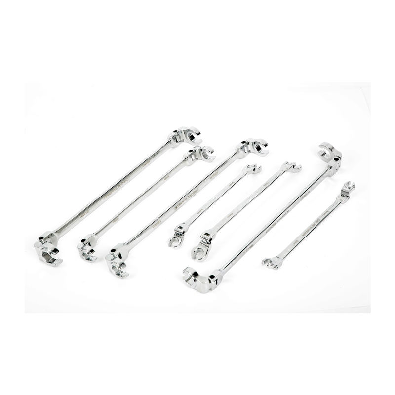 Extra Long Double Ended Flexible Flare Nut Wrench Set with Tool Tray 7pcs