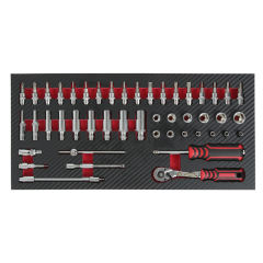 Socket Set with Tool Tray 1/4" Sq Drive 46pc